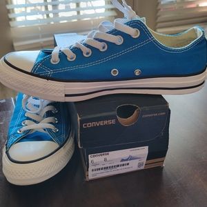 Converse blue sneakers, women's 8, men's 6. With box, worn once.